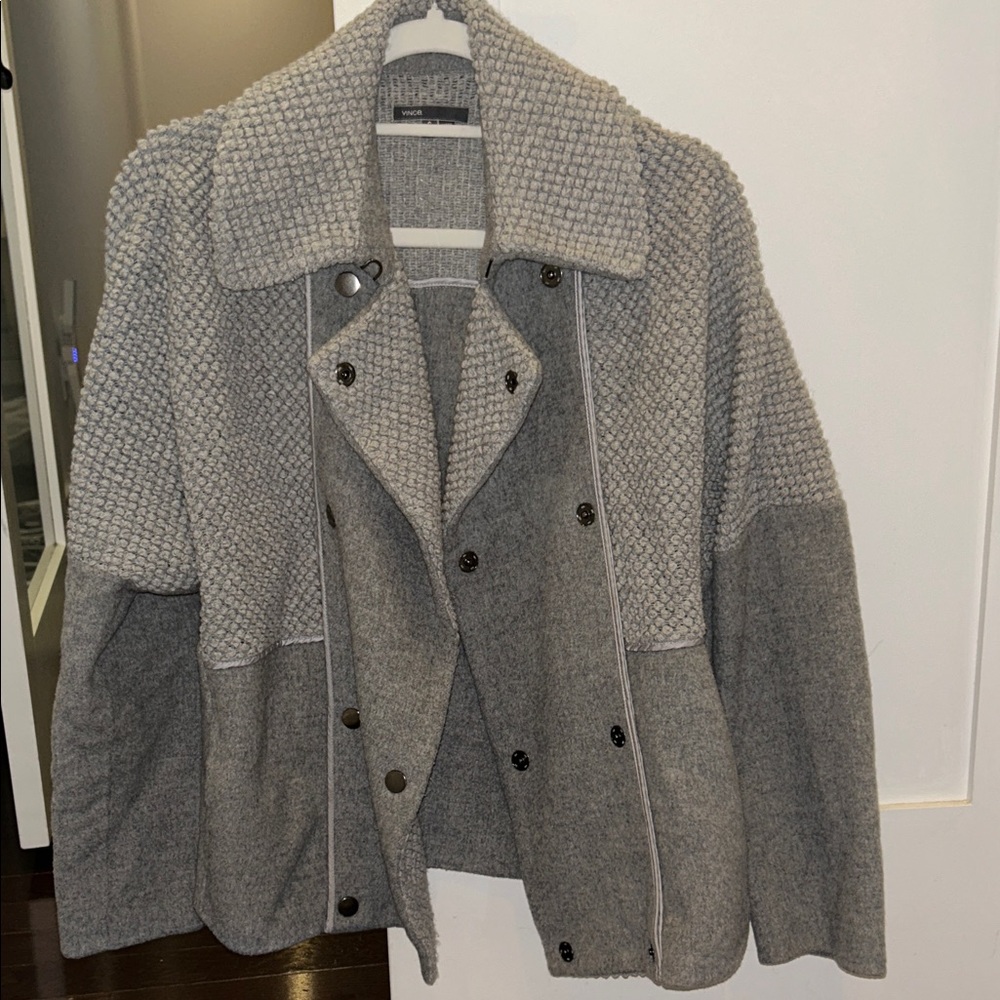 Vince Textured Gray Pea Coat